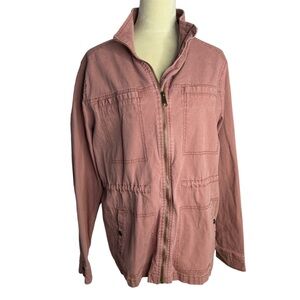 Old Navy deep rose pink canvas type zip front jacket, large tall